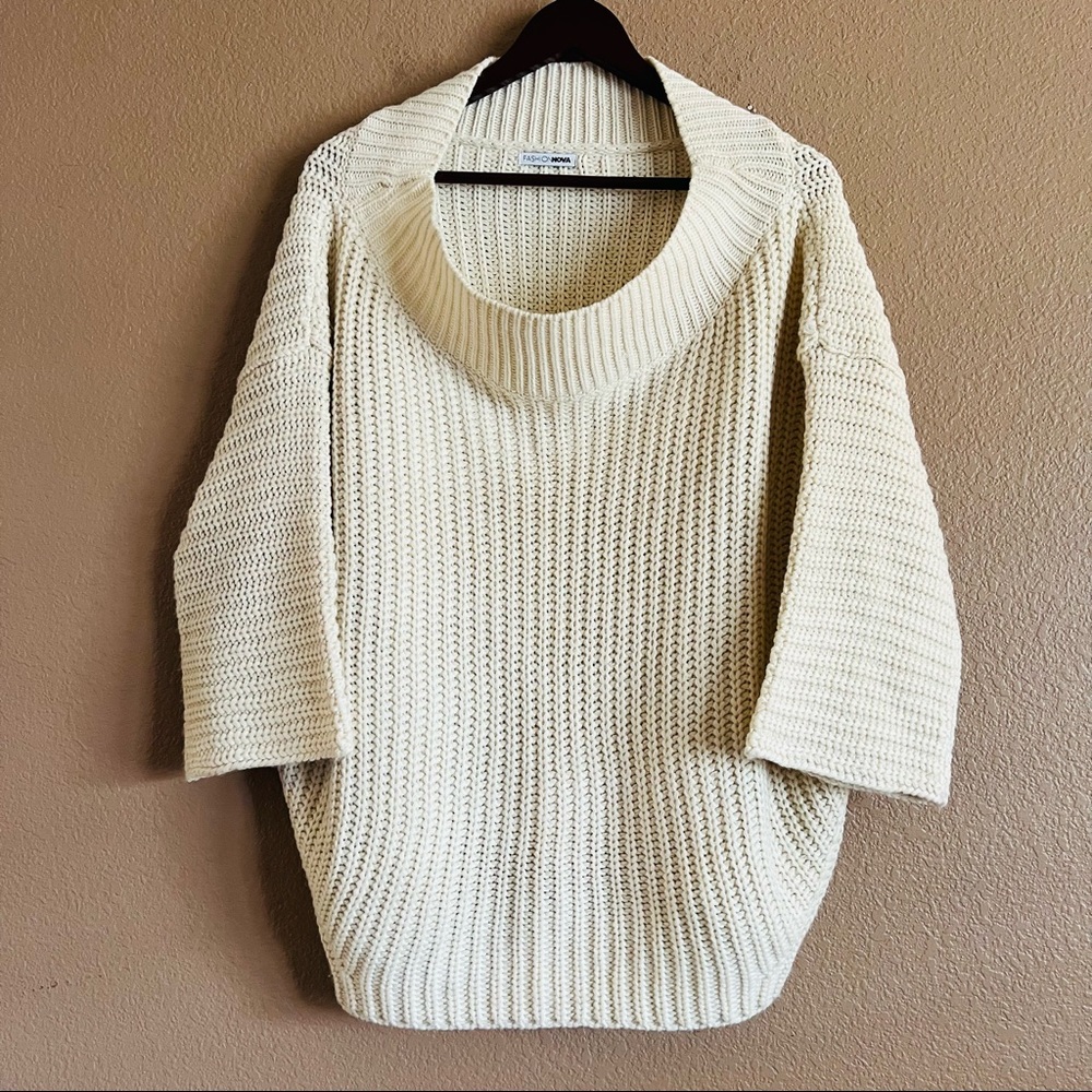 Fashion Nova Oversized Knit Sweater Cream Color Size S/M